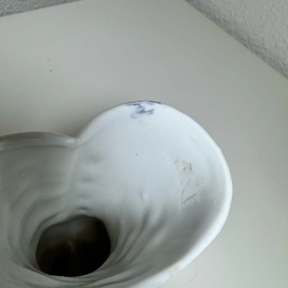Vintage Floral Embellished White‎ Boot Vase